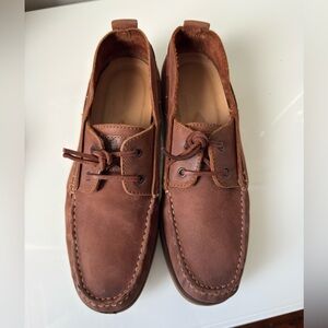 ROCKPORT Men’s AdiPrene Boat Shoe Brown Tan Leather Fabric Lace-Up K74913 | 11.5